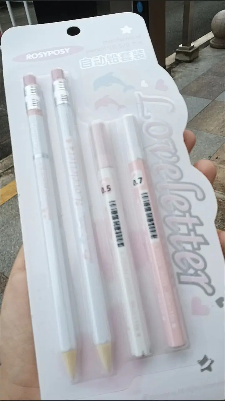 

2pcs/set Chic Sweet Style Mechanical Pencils 0.5/0.7mm Lead School Stationery Pencils for Students