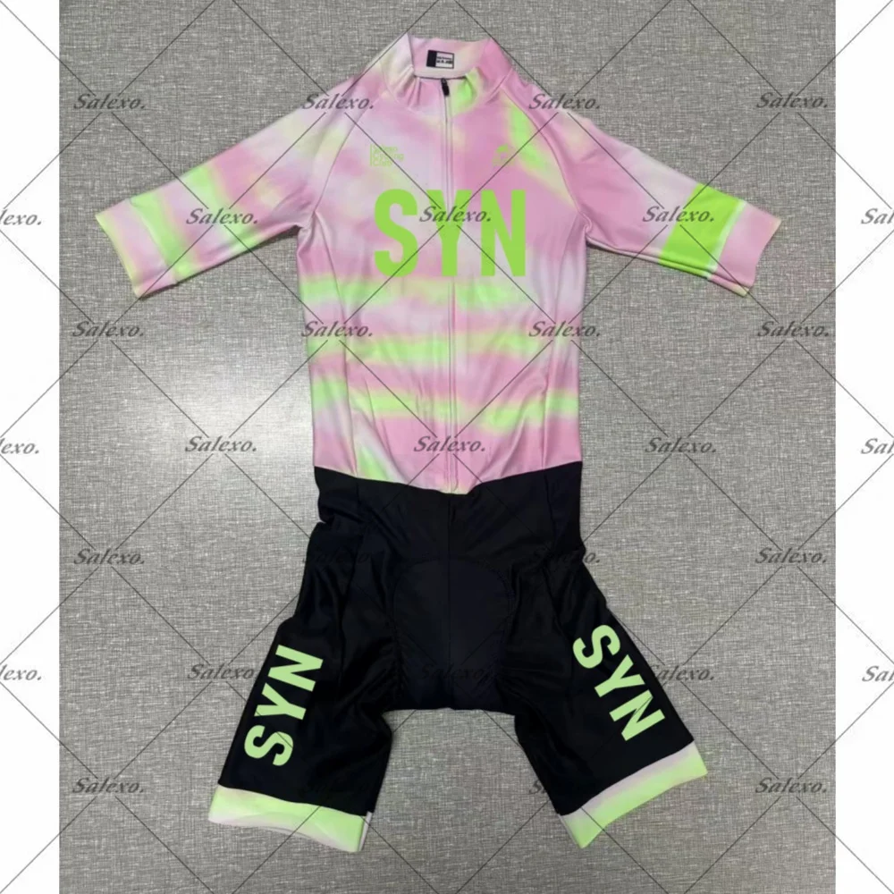

2025 SYN Men's Gradient Skinsuit Short Sleeve Triathlon Suit Bodysuit SHORT Cycling Jersey Bike Clothing Maillot Ropa Ciclismo