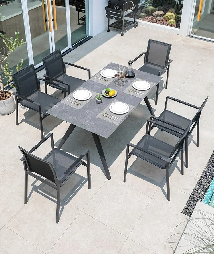 Outdoor leisure tables and chairs courtyard villa garden dining table and chairs outdoor terrace dining table milk tea shop