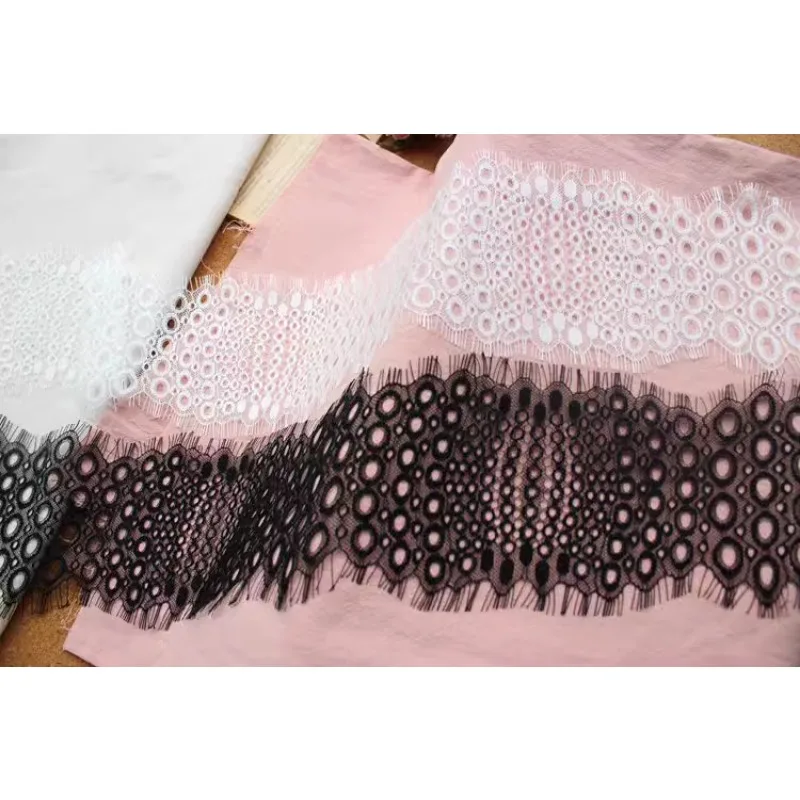 (1 yards/roll) White and black lace fabric 2024 high quality eyelashes DIY garments belts decorated clothes skirt accessories