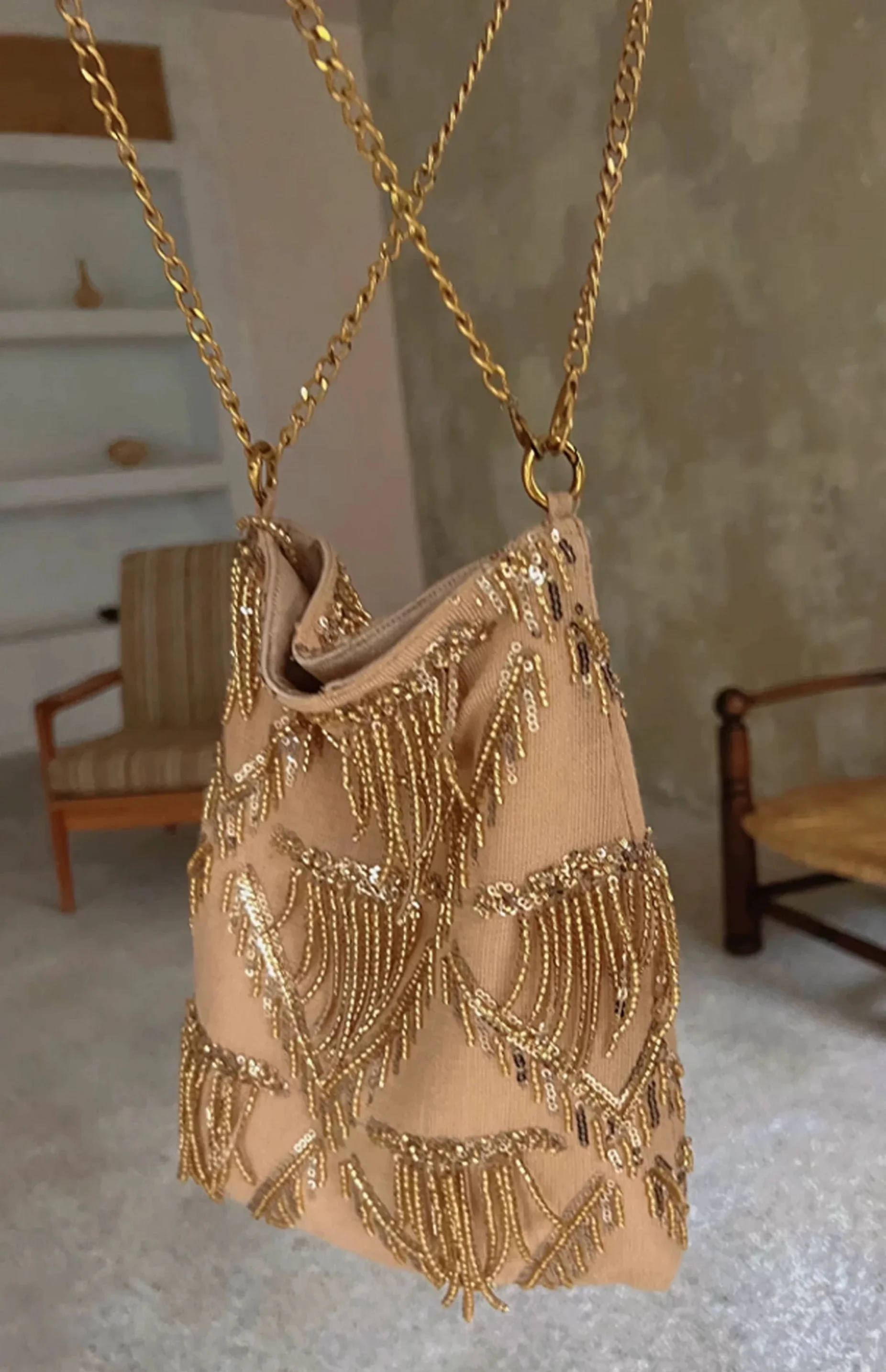 

Retro Fashion Sequin Tassel Design Single Shoulder Crossbody Women's Bag