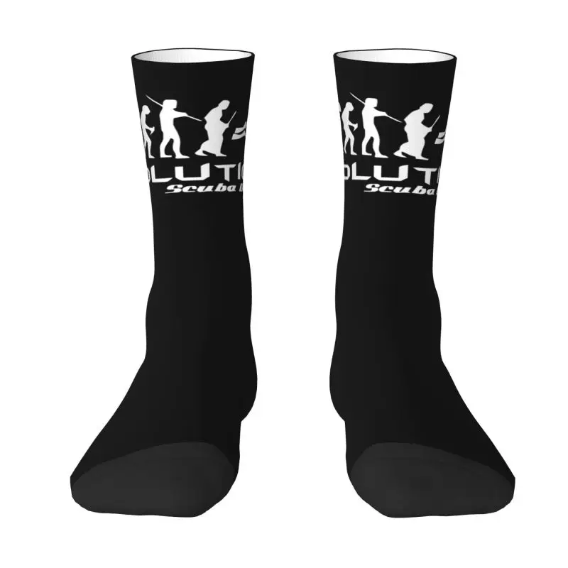 Fashion Men's Evolution Of Scuba Diving Dress Socks Unisex Warm 3D Printed Funny Underwater Dive Diver Gift Crew Socks