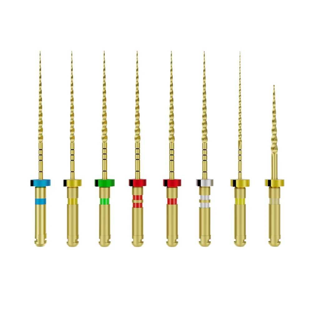 Equipamento dental dental dental super arquivo ouro arquivos flexíveis endo arquivos rotativos calor ativado odontologia niti instrumento de titânio 21mm/25mm