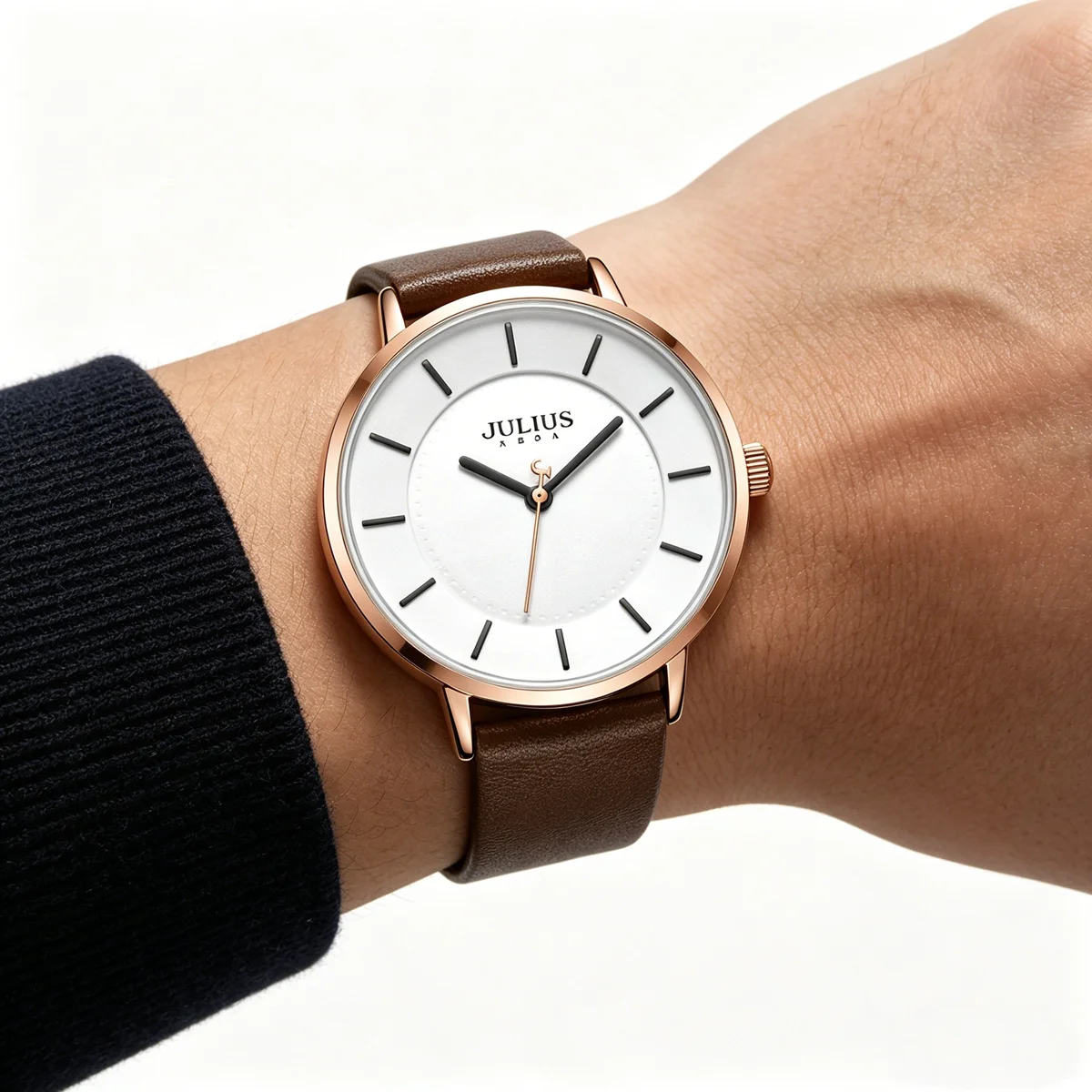 Classic Julius Men\'s Watch Japan Quartz Hours Fashion Clock Leather Bracelet Boy Student Birthday Valentine Gift No Box