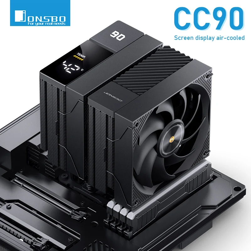 

Jonsbo CC90 Digital Display Air-cooled Radiator Dual Tower Dual Fan 6 Heatpipe CPU Cooling Fan LGA 115X/1200/1700/1851 AM4 AM5