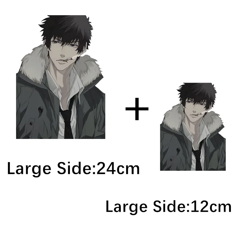 แผ่นปะสติกเกอร์ความร้อนสำหรับเสื้อผ้า sycho PASS Shinya kogami การถ่ายเทความร้อนสำหรับผู้ชายเสื้อยืดมีฮู้ดอุปกรณ์เสื้อผ้า DIY