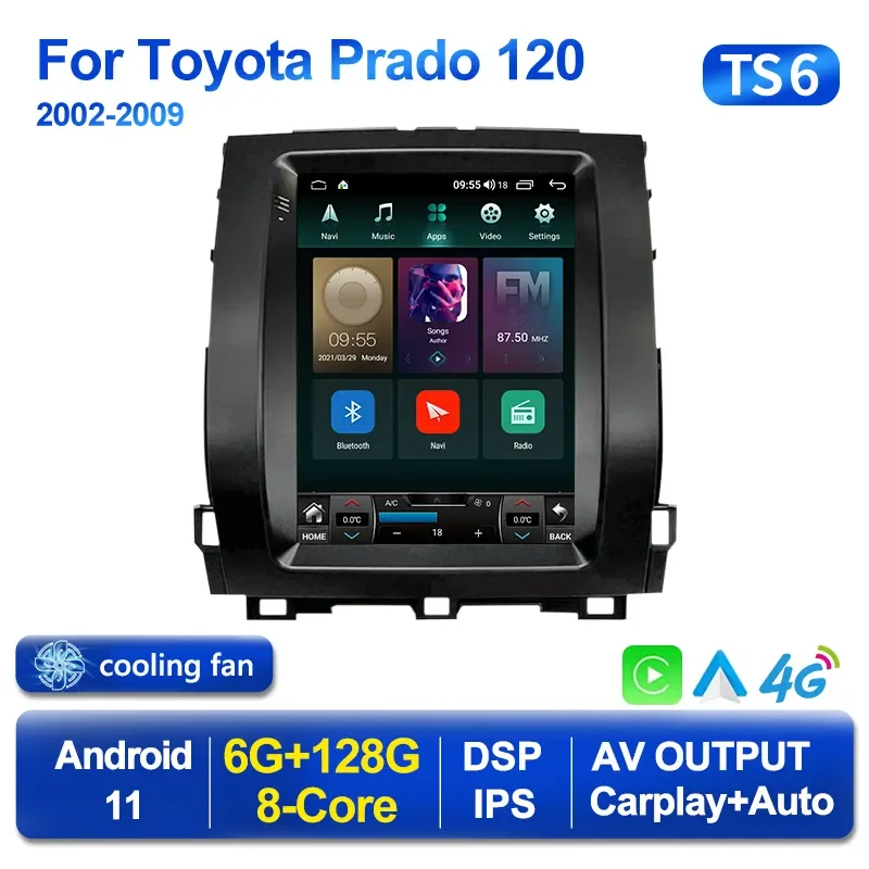 4/64G Android 9.7 pollici GPS Tesla Style Navigation schermo verticale per Toyota Prado Car Radio Video Player Audio con Carplay