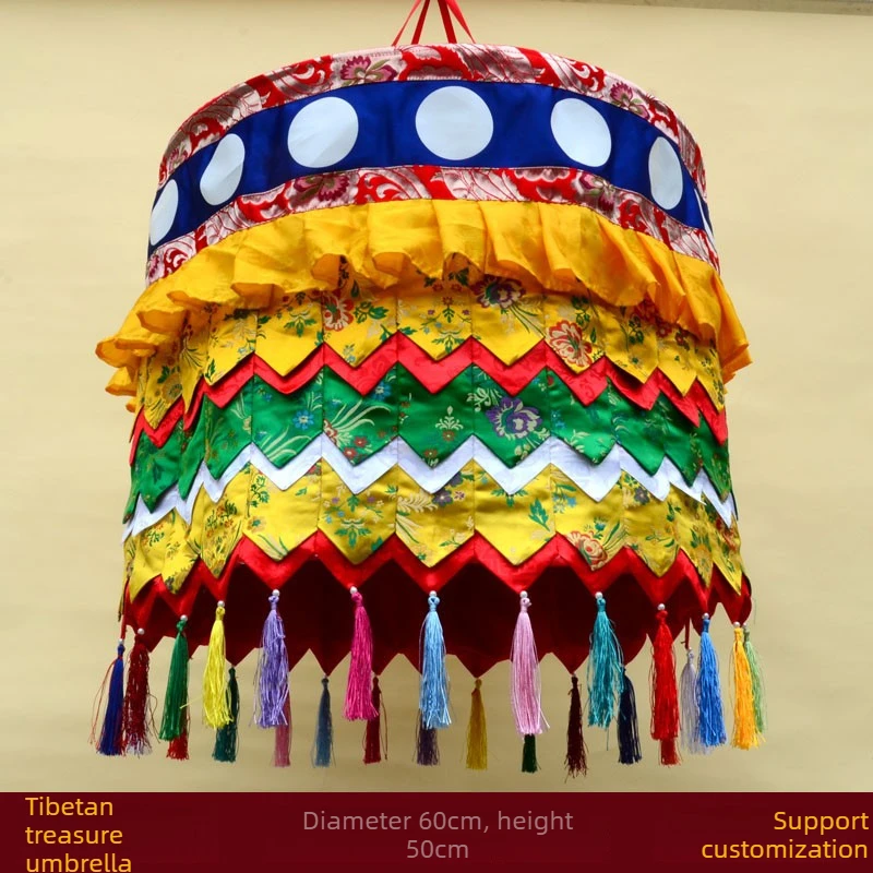 Tibetan Style Indoor Decor Victory Banner Buddhist Temple Altar Ornament Handmade Miniature Model D60 H50