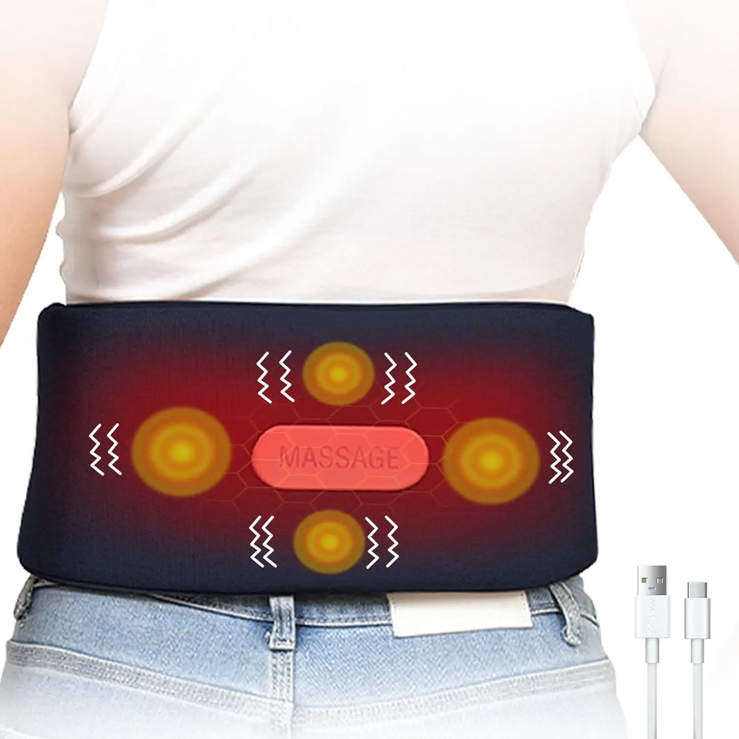 

Cordless Heating Pad for Back, Vibration Waist Massager, Portable Waist Belt Massager with Auto Shut Off for Lower, Back, Lumbar