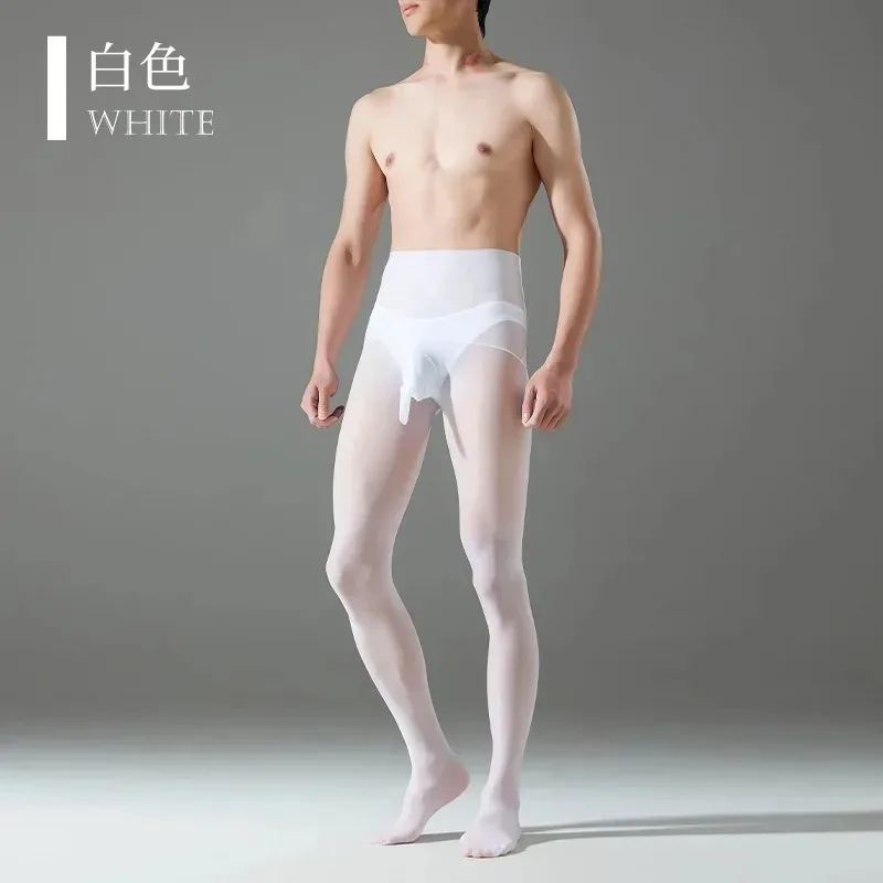 Men's Ultra-thin Airplane Cover Pantyhose Summer Seamless High-waisted Men's Stockings Thin Sexy Silky Smooth and Shiny