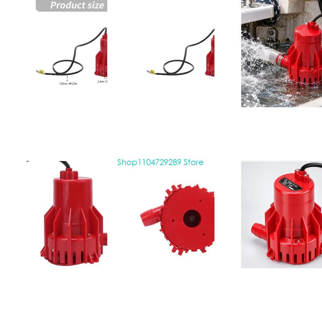 D8KE Boat Bilge Water Pump with Side Outlet for Discharge Plumbing Tasks
