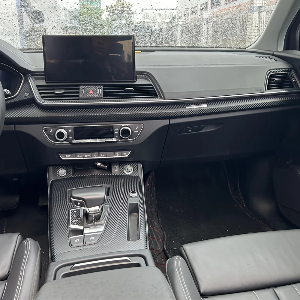 

For Audi Q5 80A 2018-2024 Interior Central Control Panel Door Handle 5D Carbon Fiber Stickers Decals Car styling Accessorie