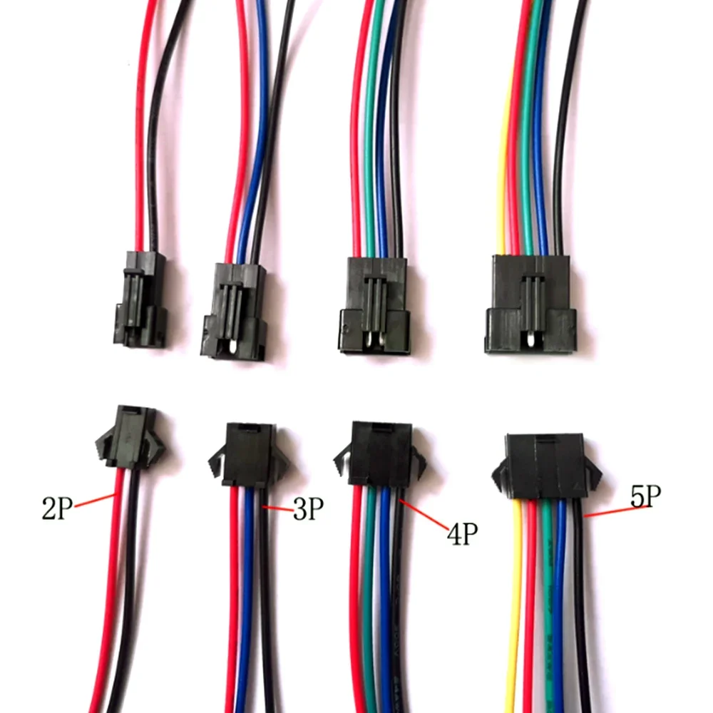 

10Pairs 2Pin/3Pin/4Pin/5Pin Male/Female JST SM 2 3 4 5 pin Plug Connector Wire and Cable for Led Strip Light Drivers