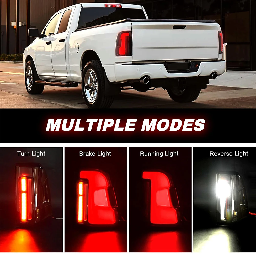 LED Tail Lights for 2010-2018 Dodge Ram 1500 2500 3500 Startup Animated Taillight Dynamic Turn Signals Lights Brake Reverse Lights