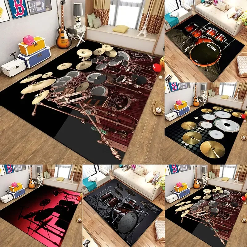 Rum Kit Music Instruments Area Large Carpet Musical Rock Rug for Home Living Room Bedroom Dorm Door Mat Non-slip Floor Mats INS