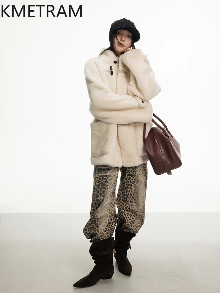 سترة من فرو صوف الغنم من ميرينو الطبيعي 100% من KMETRAM معطف نسائي متوسط الطول من الفرو الحقيقي ملابس شتوية جديدة للنساء 2025 shanба vrouwska