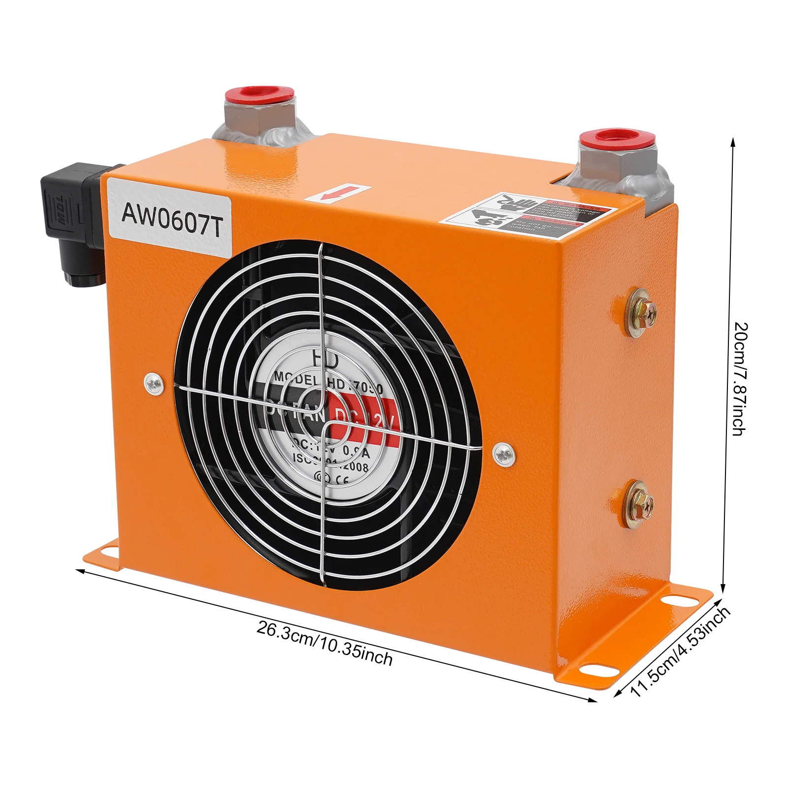 2300Kcal/H Hydraulic Oil Cooler, 12V DC All-Copper Motor Oil Cooler, Compact Radiator for Hydraulic & Lubricat