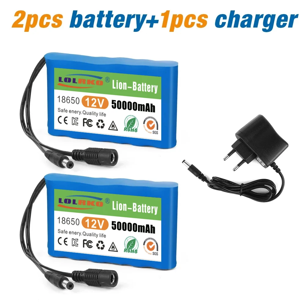 NEW Portable Super 12V 50000mah Rechargeable Lithium Ion Battery Pack Capacity DC 12.6v 30Ah CCTV Cam Monitor + Charger