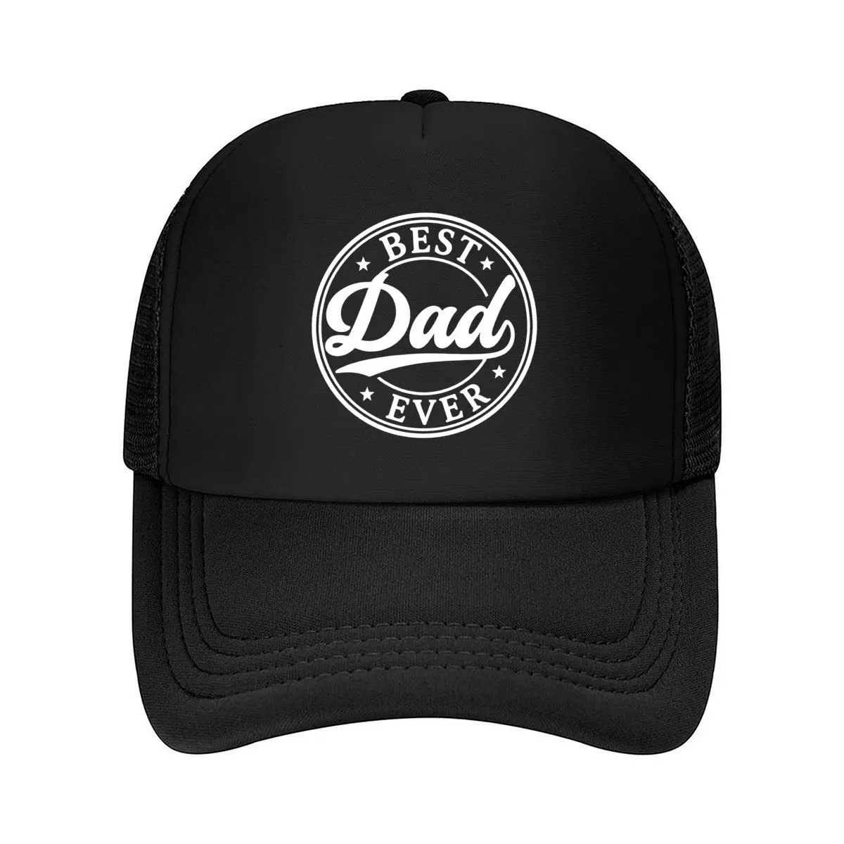 Best Dad Ever Circular Badge Design Mesh Baseball Cap Hip Hop Dad Hat For Womens Unisex Female