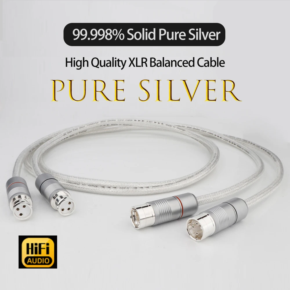 Para 4N Pure Silver XLR Balanced Cable Femal to Male Interconnect Audio Cable Solid PSS Core Wire for Microphone Amplifier