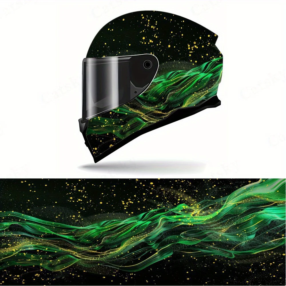 

Luminous Green Energy Full Face Helmet Decals - Durable and Waterproof PVC, self-adhesive Motorcycle Racing Helmet Aesthetic S