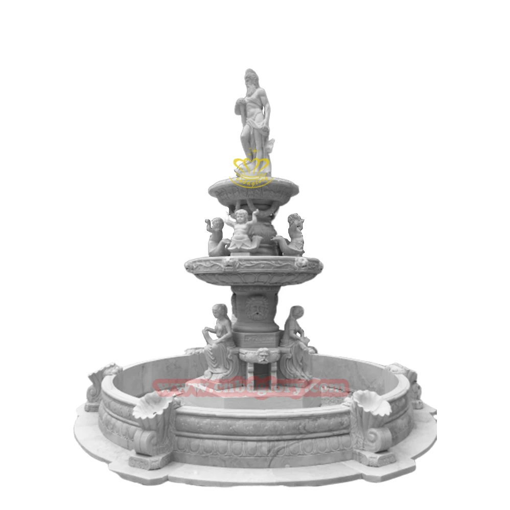 Marble Fish Swan Conch Spray Pool Waterfall Fountains Elegant Garden Water Feature Ornaments Sculpture Stone Garden Products