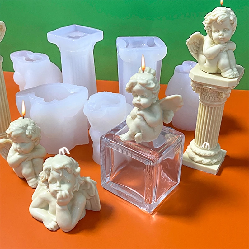 Angel Roman column decoration scented candle silicone mold European decoration Creative decoration DIY chocolate candy mold