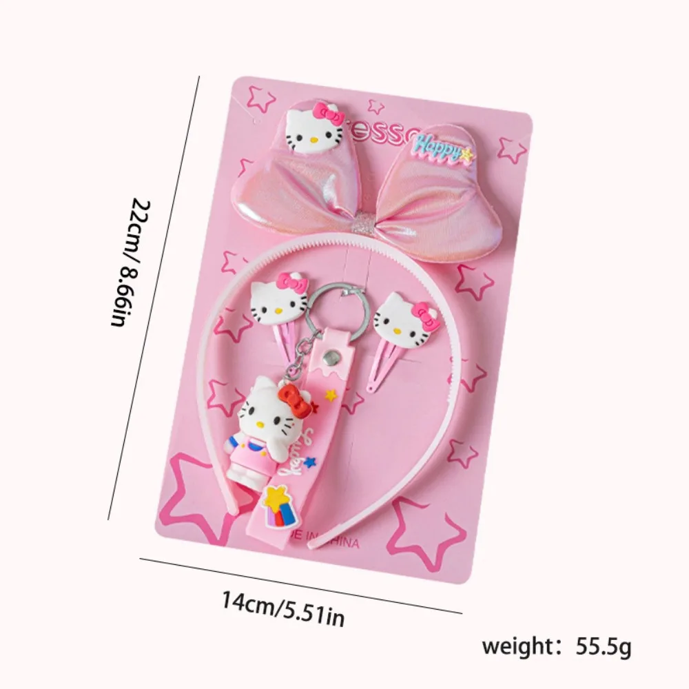 Sanrio Hello Kitty Headband Hairpin Keychain Set Action Figure Toy Kuromi Melody Headwear Bag Accessor Kids Girls Birthday Gifts