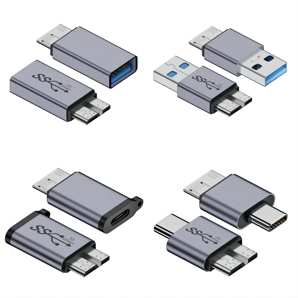 Chenyang Micro USB 3.0 Connector USB C to Micro USB 3.0 10Gbps Data Power Adapter