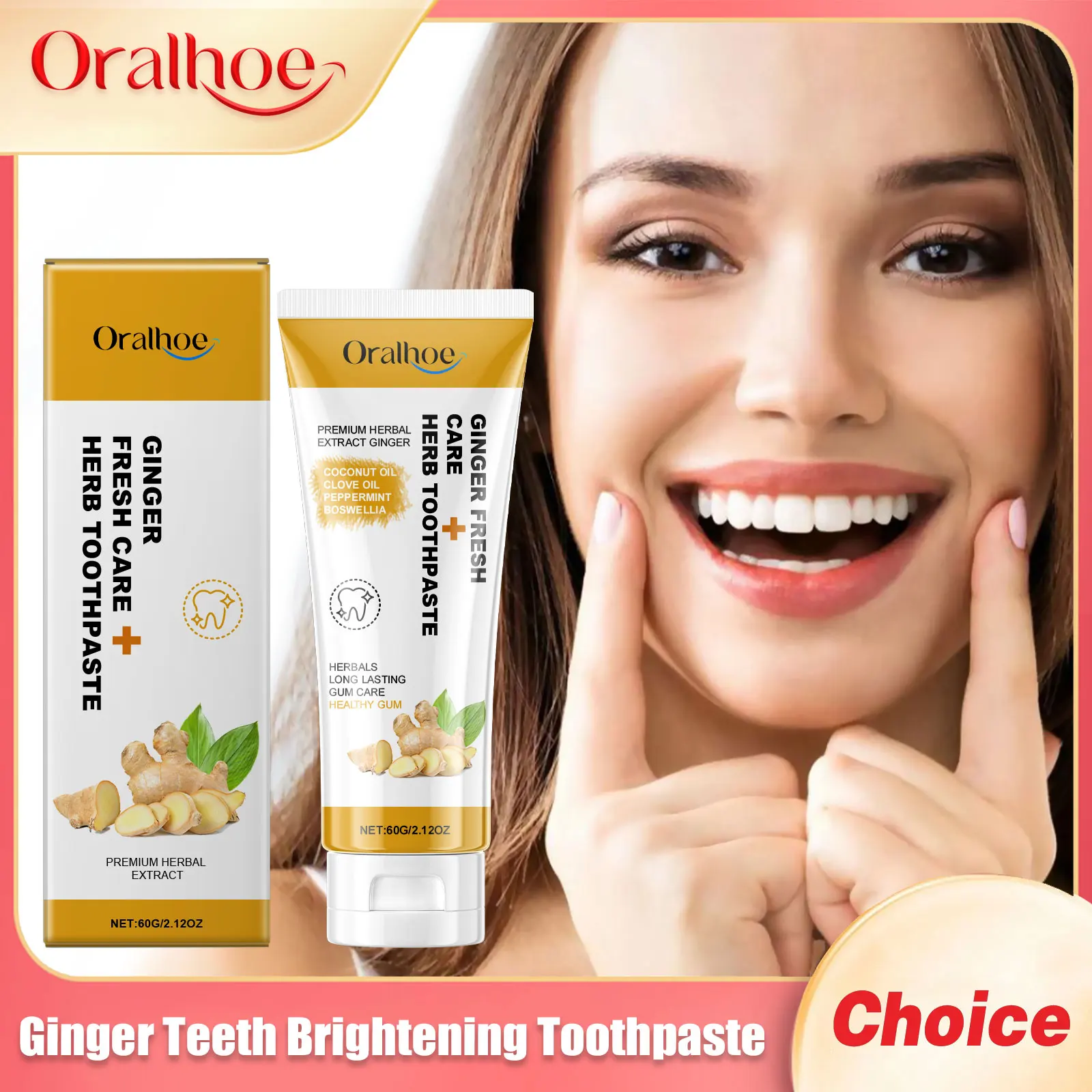 

Ginger Teeth Brightening Toothpaste Remove Plaque Stains Reduce Periodontitis Fresh Breath Improve Oral Hygiene Care Toothpaste