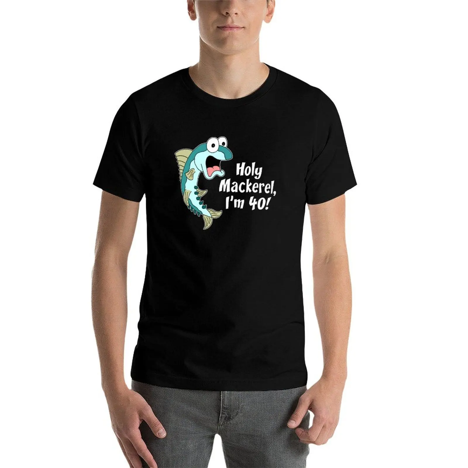 Sacro cavala eu sou 40 engraçado 40th peixe dos desenhos animados camiseta algodão 100% t camisas para homem carros gráficos camiseta