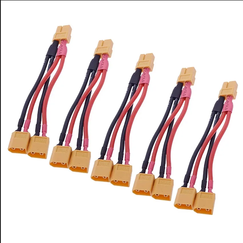 XT60 Parallel Battery Connector Male/Female Cable Dual Extension Y Splitter/ 3-Way 12AWG Silicone Wire for RC Battery Motor