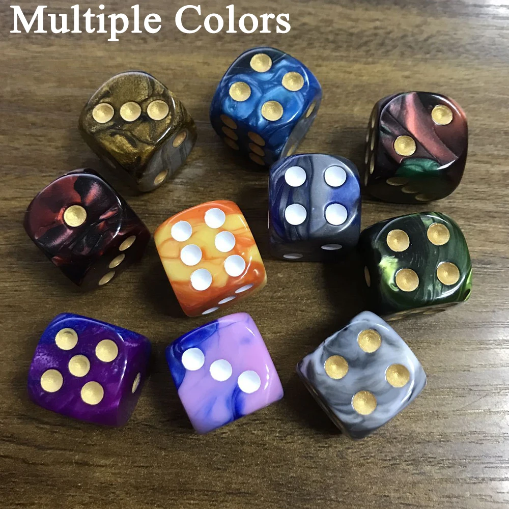 12mm Dice 6 Sided D6 Game Dice 100/50/30/10Pcs Random Colors Two Tone Round Corner Dices Teaching Math PRG Board Game