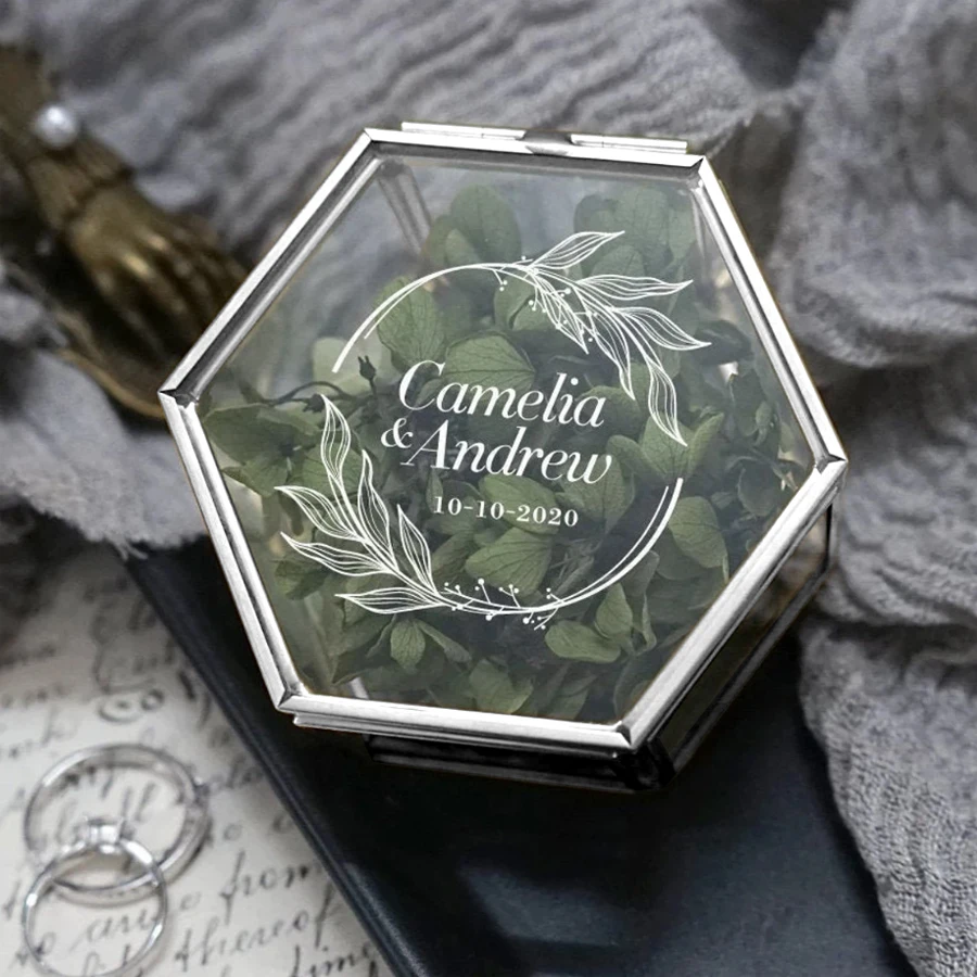 

Personalized Wedding Ring Box Custom Ring Box, Gold and Silver Transparent Ring Box for Engagement Ring Box, Ring Display Box