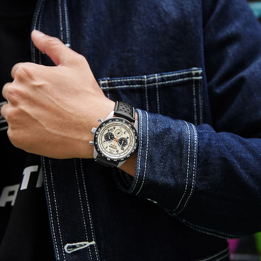 ساعة سيتيزن بحزام جلدي كوارتز رياضية احترافية كرونوغراف للرجال هدية عيد الحب سوار مجوهرات Montre Hommes