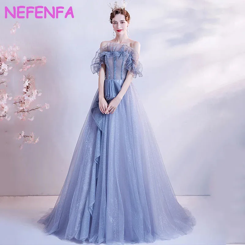 French Luxury Gradient Prom Dresses Off Shoulder 2024 Elegant Long Prom Evening Guest Party Women Dresses For Formal Occasions