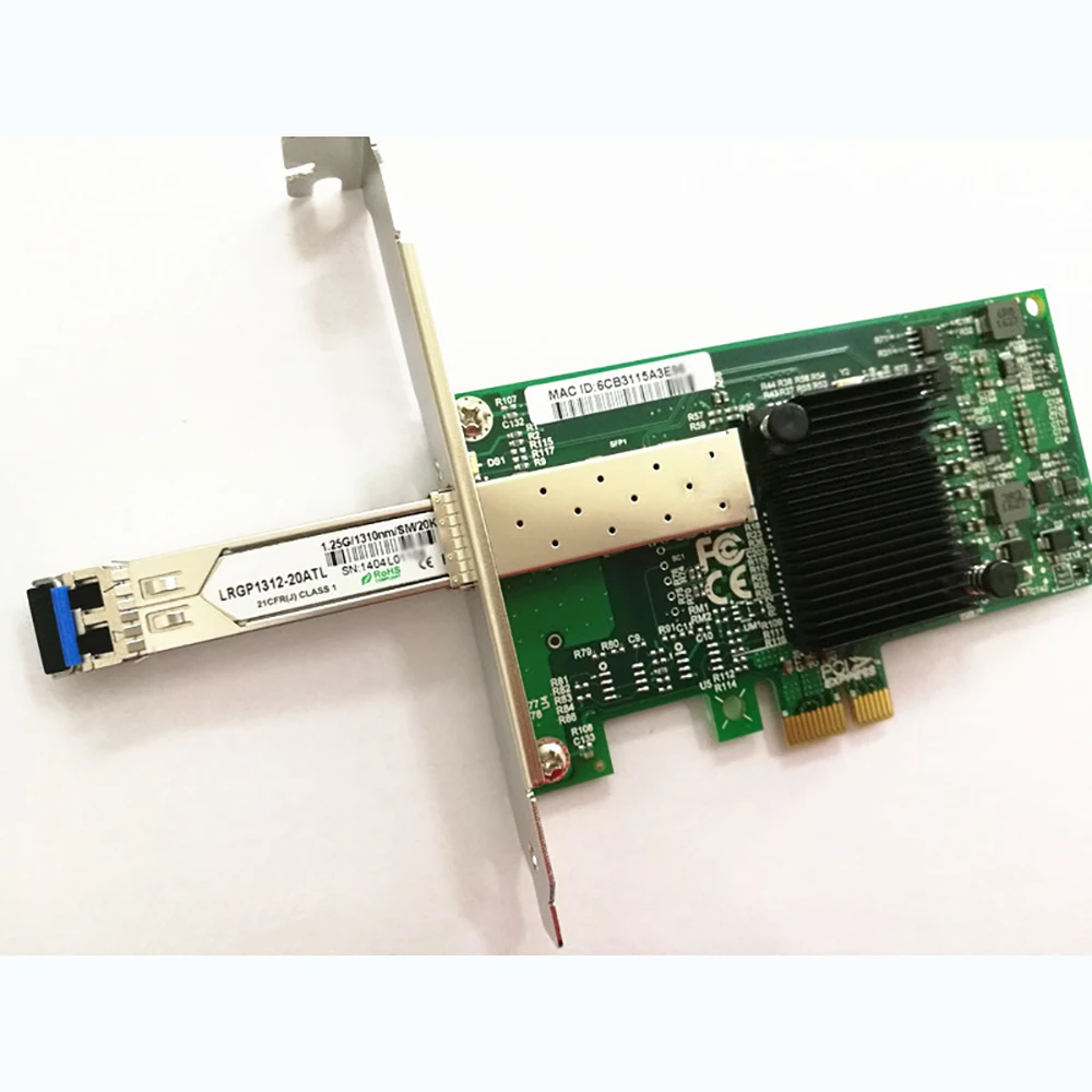 82575PF-SFP PCIe x1 1G SFP Single-port Desktop Adapter PCI-E X1 Gigabit Fiber Optic Network Card NIC