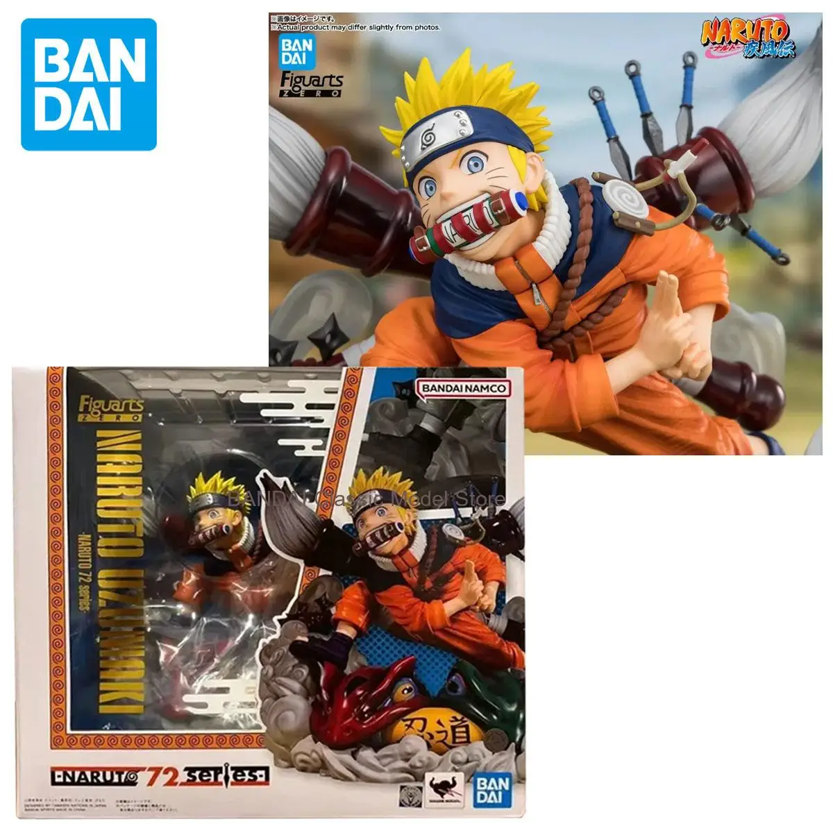 Bandai original oficialmente licenciado figuarts zero naruto uzumaki-naruto 72 série premium modelo colecionável brinquedos ornamento presentes