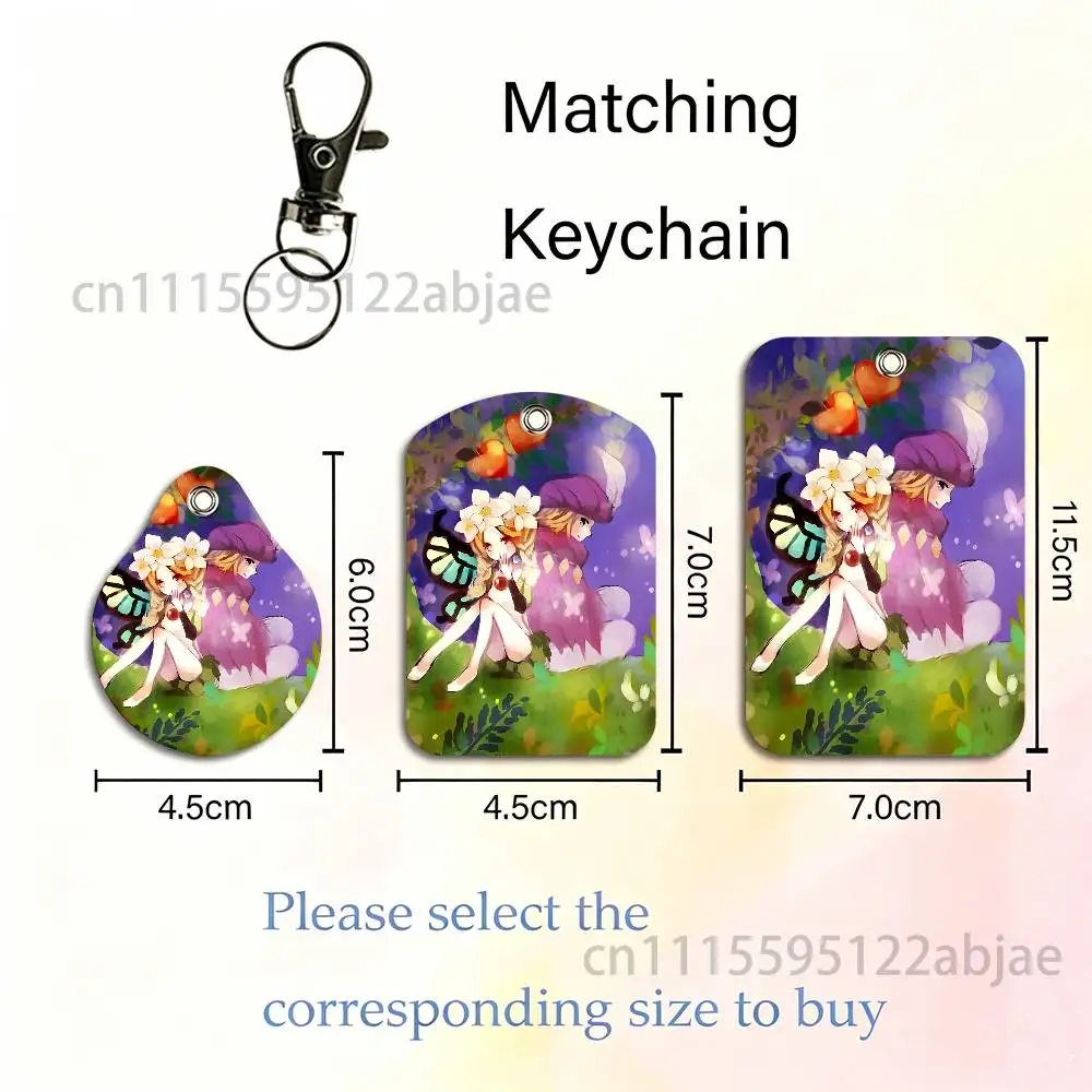 M-Mercede O-Odin Sphere Card Case Leather Card Holder Keychain Key Ring Transportation Card Case With Lanyard