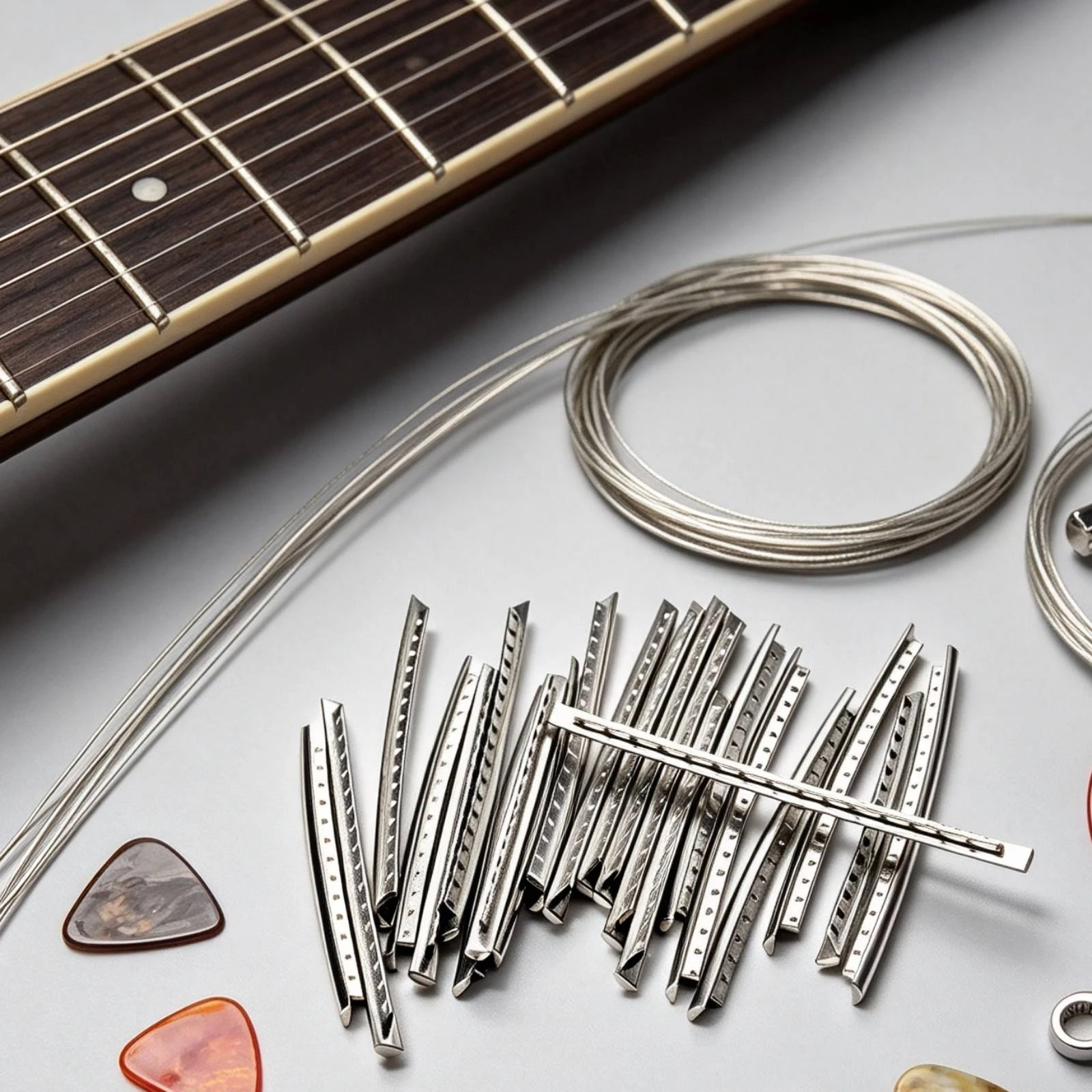 24 Pieces Guitar Fret Wire Stainless Steel Fret Wire with Triangular Impressions Fretwire 2.7 Mm Instrument Part Radiused