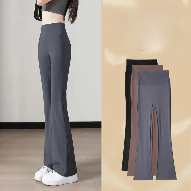 

Slightly flared shark pants women wear outside spring and summer new slimming yoga sport flared petite women with high waists