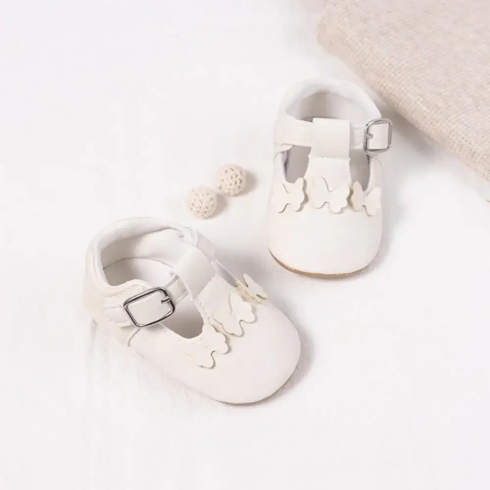 Meckior Anti Slip Baby Shoes Solid Color Shallow Mouth Baby Princess Shoes Soft Rubber Sole Breathable Kids Toddler Shoes