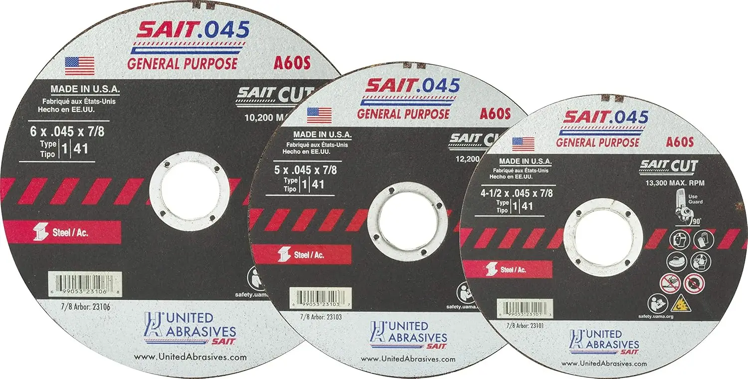 SAIT 23101 A60S General Purpose Cut-Off Wheels (Type 1/Type 41 Flat) 4 1/2