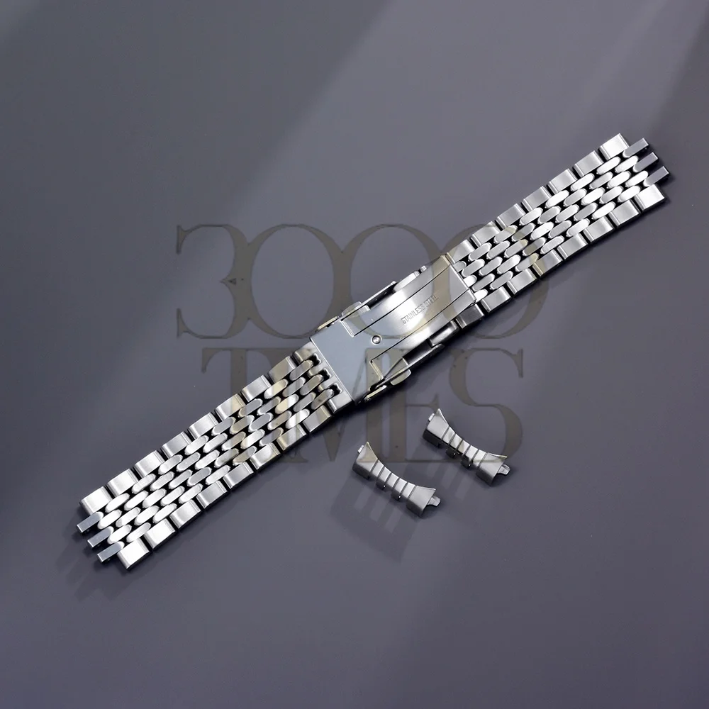 3000 Times Curved End With Spring Bar 20/22MM Silver Stainless Steel Real Bead Of Rice Watch Band Fit For OMG SKX007 Wristwatch