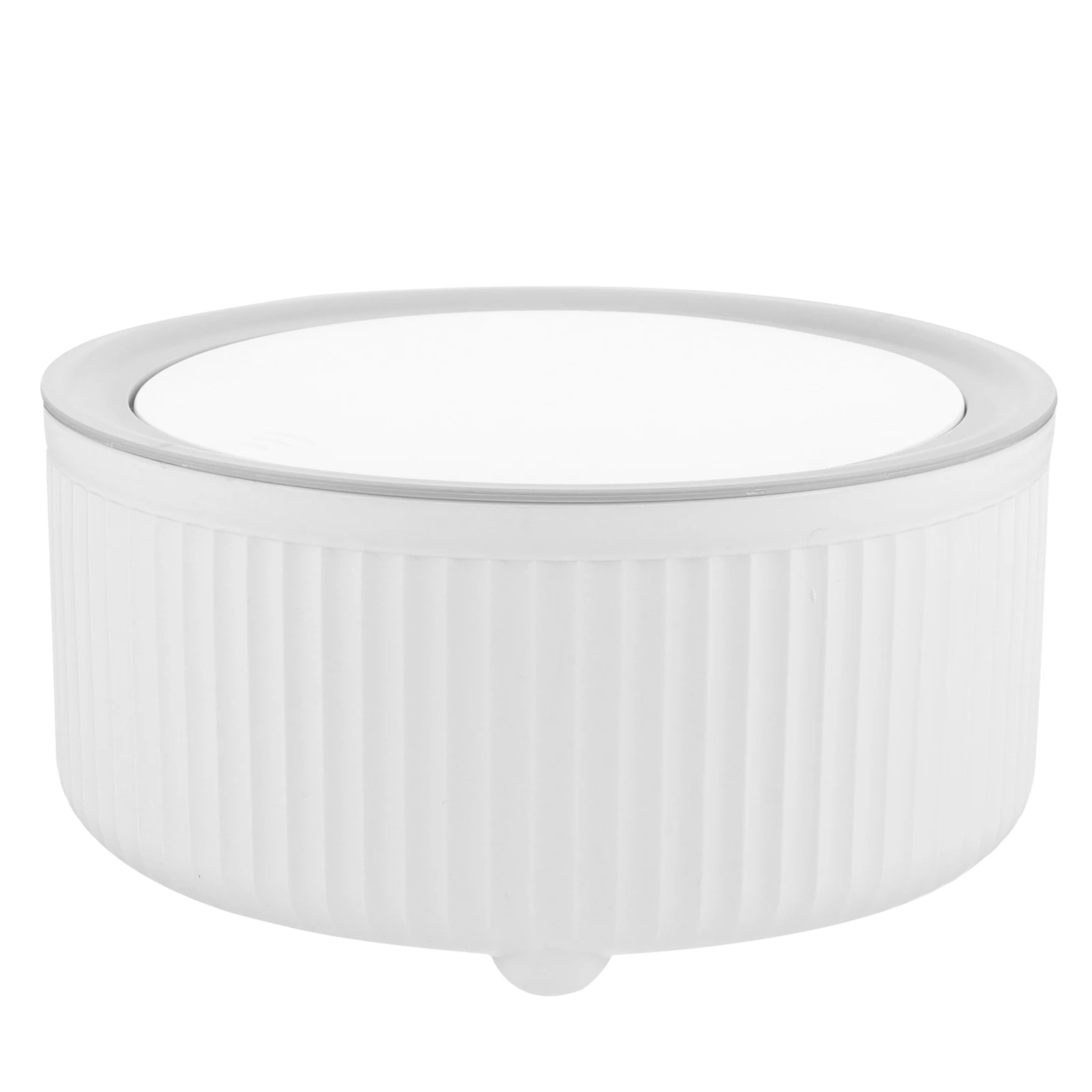 

Mini Desktop Trash Can White Round Kawaii Garbage Bin Lid for Bedroom Study Office Lightweight Compact Small Capacity Suitable