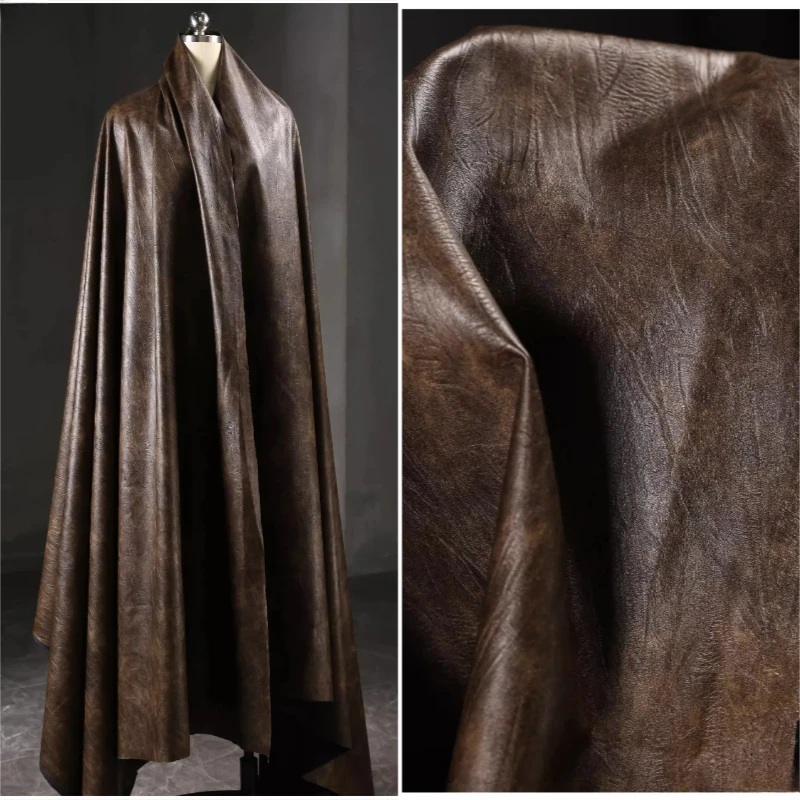 

Ткань из искусственной кожи с эффектом состаривания, L50см x Ш140см, плотная, текстурированная, мятая, для сумок, одежды, рукоделия, дизайнерский материал