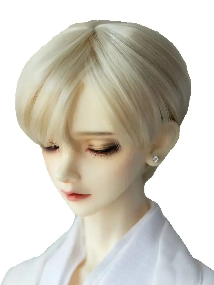 Bjd boneca peruca apto para 1/3 1/4 1/6 tio tamanho moda nova masculina de alta temperatura seda 3 7 pontos preto cabelo curto preto marrom