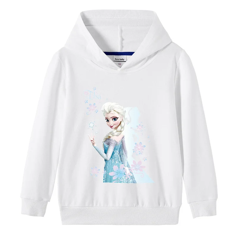 

Children's Disney Princess Elsa Printed Hoodies Autumn and Winter Student Casual Boys Girls Long Sleeve Pullover Clothing