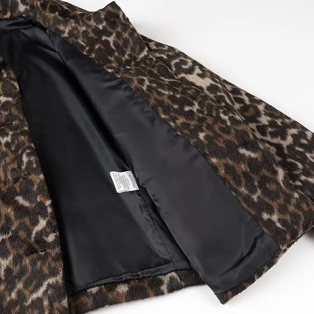 

Женская шерстяная куртка с лацканами и животным принтом, осенне-зимняя модная женская одежда в европейском и американском стиле