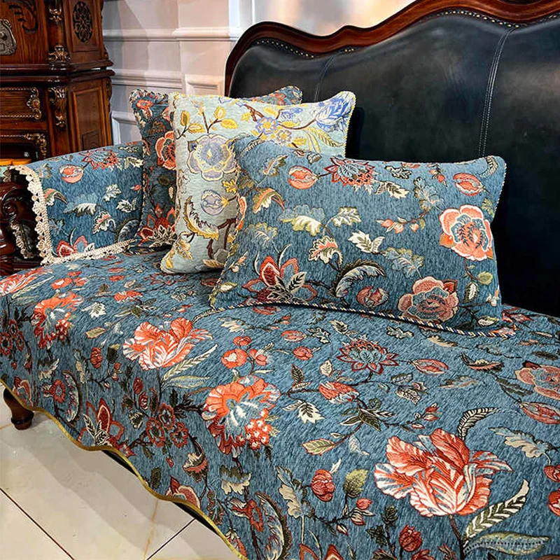 European Style Couch Cover Luxury Jacquard Sofa Cover High-end Anti-slip Armchair Cover Home Decoration Living Room Seat Cushion
